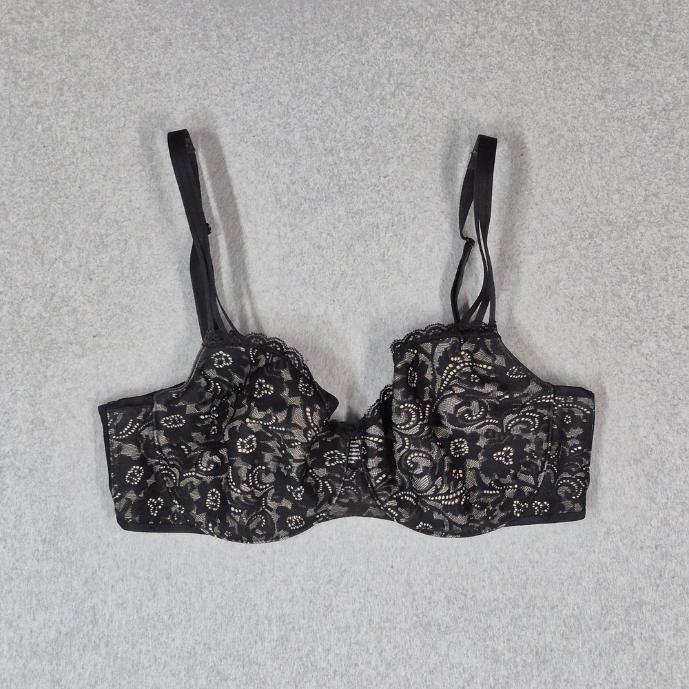 Soma Women Bra 34DD Black Floral Enticing Lift Balconet Adjustable Strap